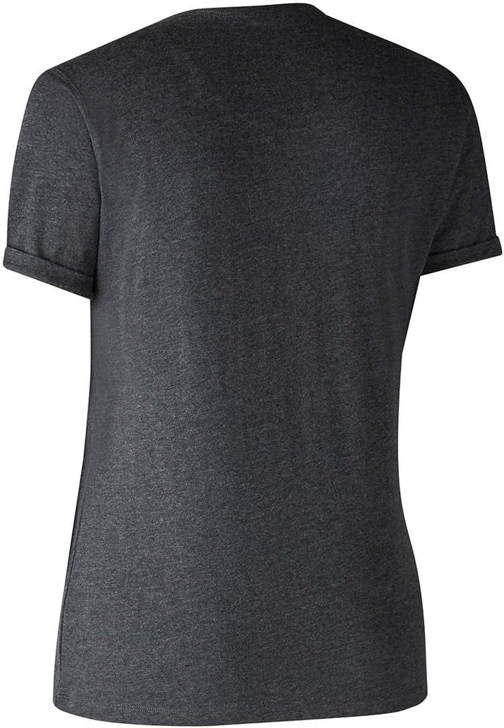 Damen Basic 2-Pack T-Shirt Braun Blatt Melange
