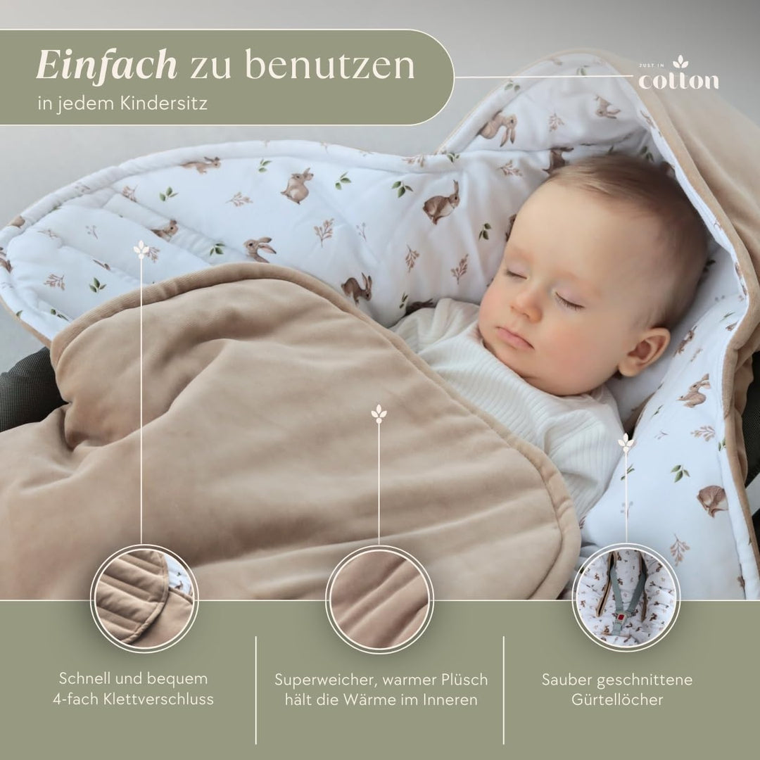Einschlagdecke Babyschale Kinderwagen: Velours-Bambus-Decke für Autositz, Kinderwagen und Wanne. bab