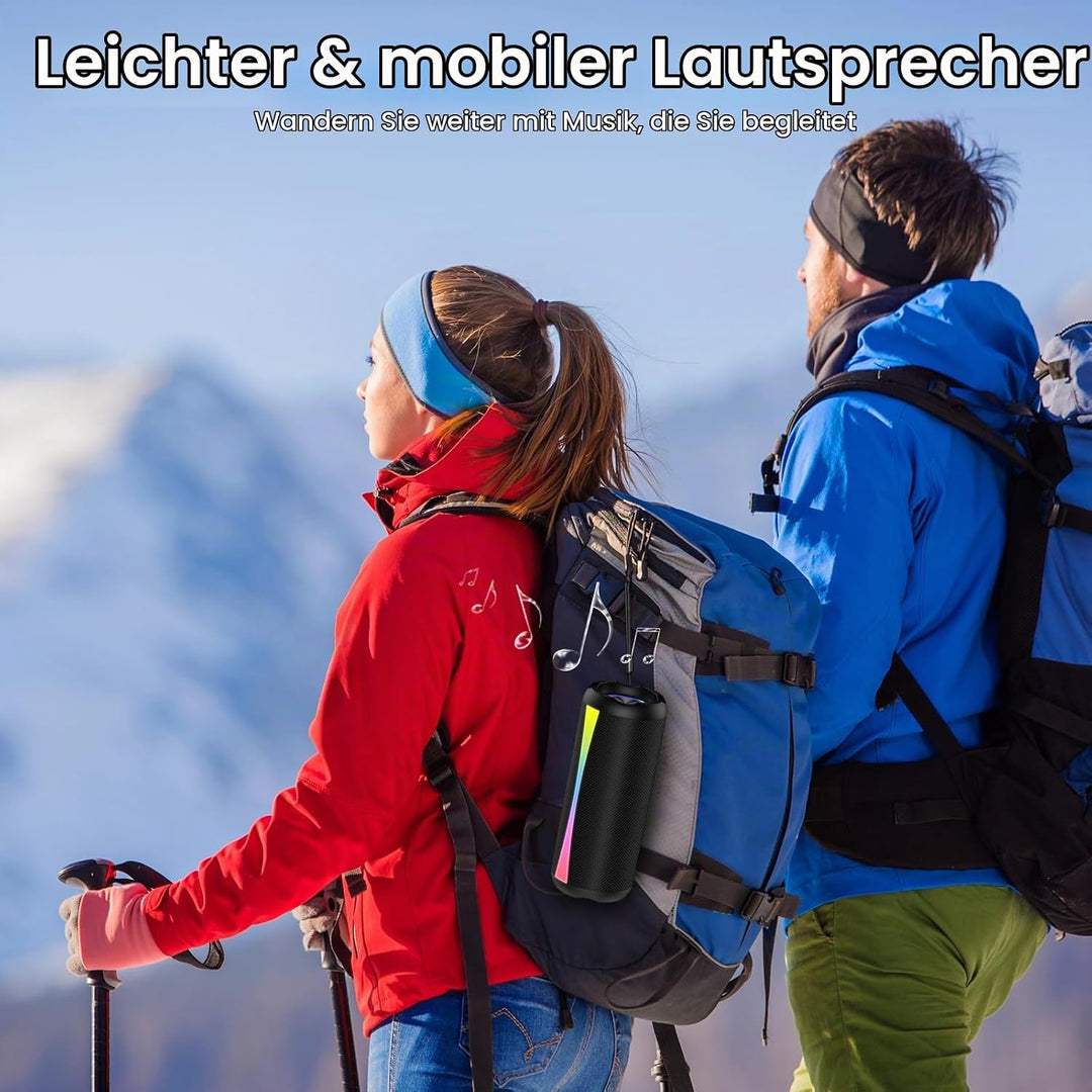 Bluetooth Lautsprecher, 2026 Musikbox Bluetooth 5.4 mit RGB Lichter, Tragbarer Lautsprecher Freispre