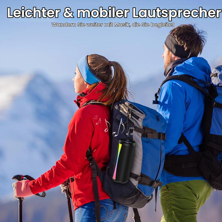 Bluetooth Lautsprecher, 2026 Musikbox Bluetooth 5.4 mit RGB Lichter, Tragbarer Lautsprecher Freispre