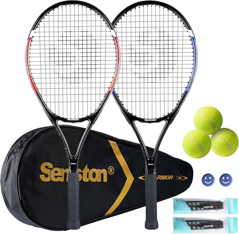 Senston Tennisschläger für Erwachsene 68,6 cm Tennisschläger – 2 Spieler Tennisschläger Set mit 3 Bä