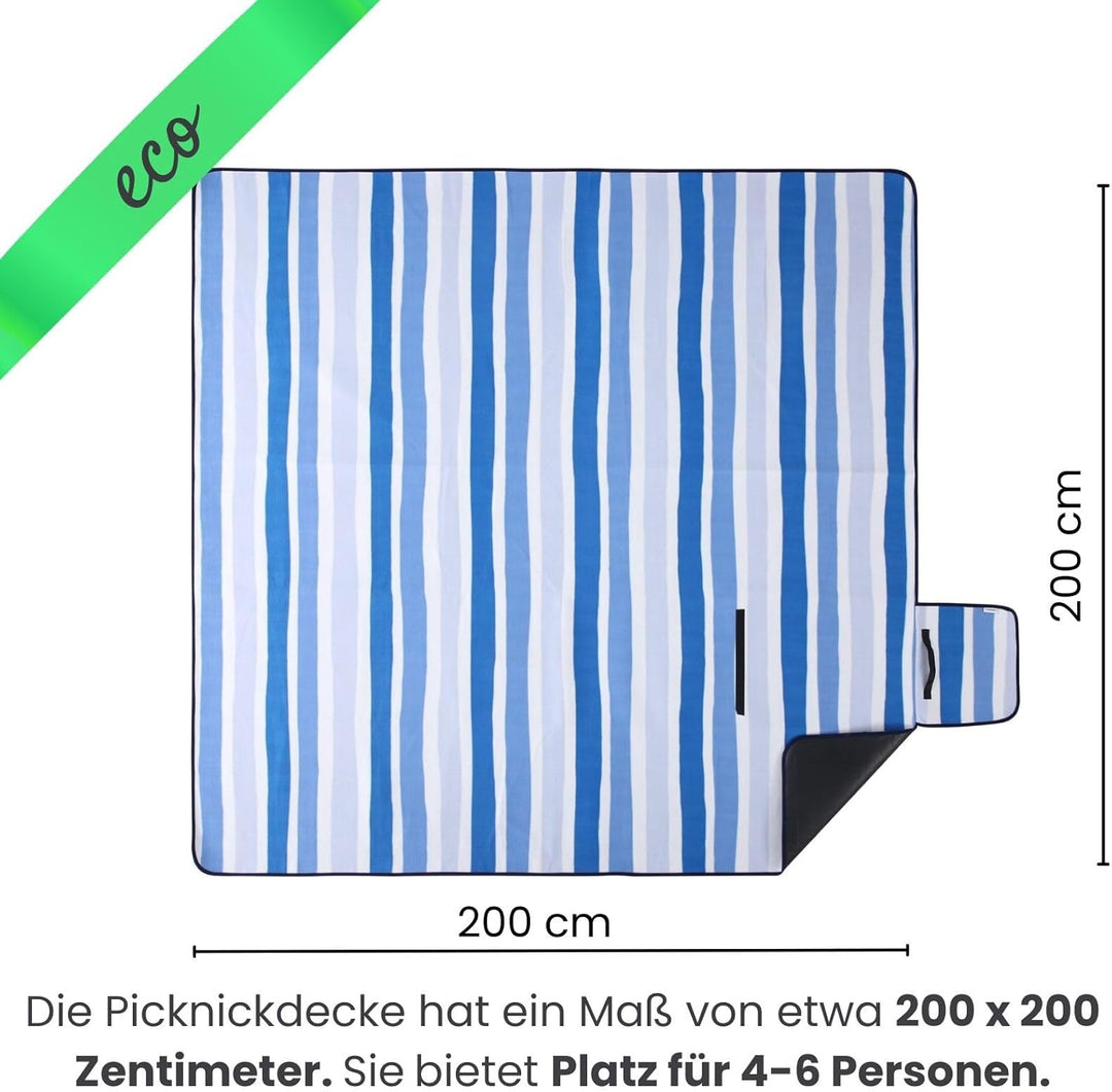 wometo eco-line nachhaltige Picknickdecke wasserdicht 200x200 100% recyceltes Fleece XXL Outdoor Ges