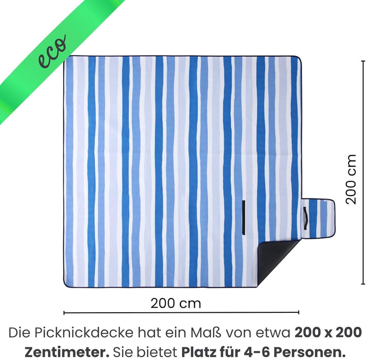 wometo eco-line nachhaltige Picknickdecke wasserdicht 200x200 100% recyceltes Fleece XXL Outdoor Ges