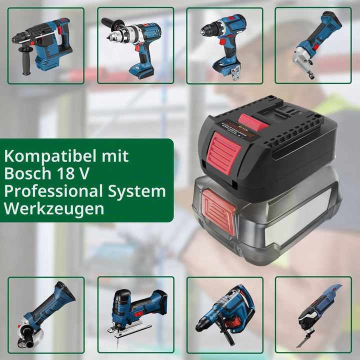BOSC18B Batterieadapter für Bosch PBA auf GBA, Akkuadapter für Bosch PBA/PSB/PSR Akku auf Profession