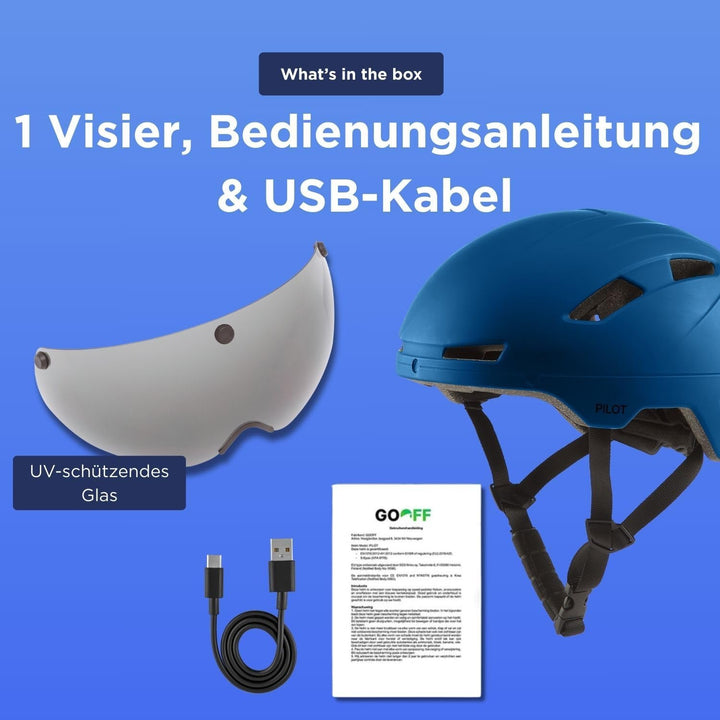 GOOFF Pilot S-Pedelec Helm - Schutz für schnelle E-Bike Fahrten – Fahrradhelm mit Visier und Licht –