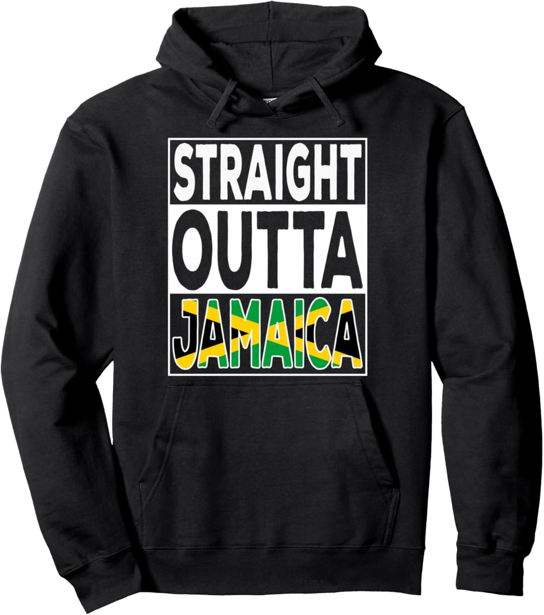 Jamaican Flag Straight Outta Jamaica, Tourist Souvenir Pullover Hoodie