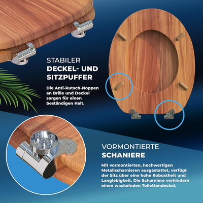 CASARIA® WC Sitz Doppelte Absenkautomatik MDF Holzkern hygienisch Rostfreie Scharniere 175kg Bad Toi