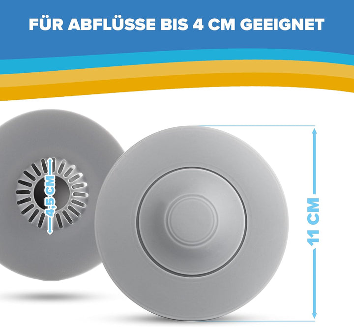 Universal Abflussstopfen - Waschbeckenstöpsel mit Haarsieb Funktion - Praktisches Abflusssieb Siliko