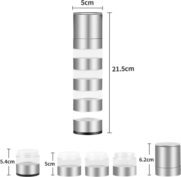 Mini Gewürzgläser Set mit Deckel, DASKING 4-in-1 Camping Gewürze Organizer mit Gewürzmühle, Manuelle