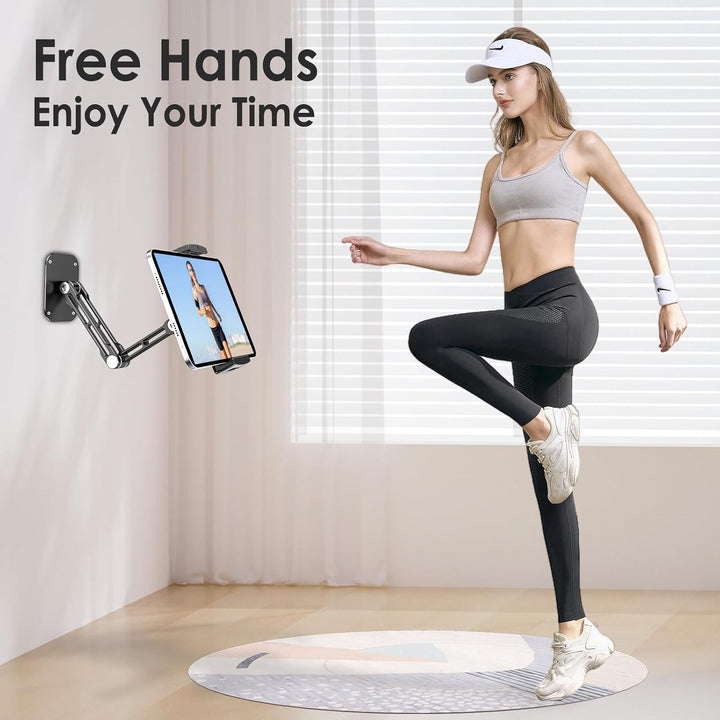 Lucrave Tablet Wandhalterung, Aluminium ausziehbare iPad Wandhalterung, mit 360° drehbarer Basis ein