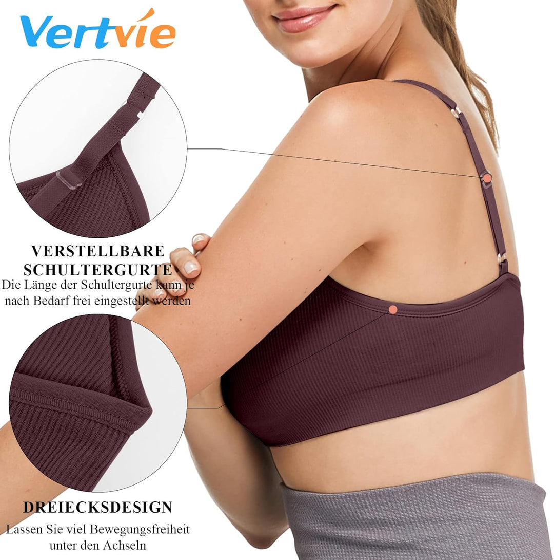 Vertvie Damen 2/3/4er Set Basic Wohlfühl BH Sport BH Spaghettiträger Bralette ohne Bügel Nahtlose Ge