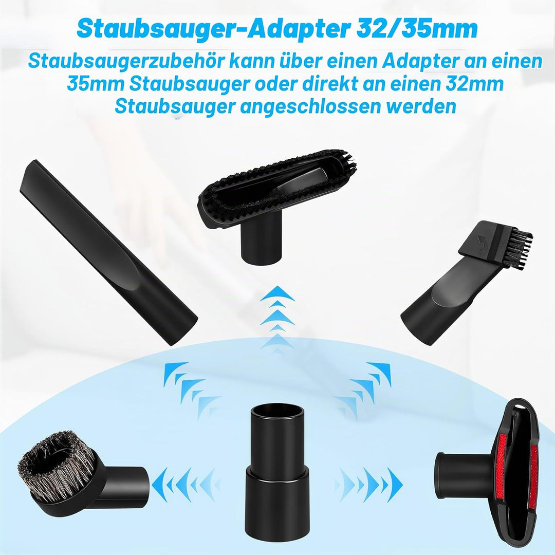 7Pcs Staubsauger Aufsatz Set Inkl Fugen Düsen &amp; Bürste, Universal 32-35 mm Staubsaugerdüse Zubehör K