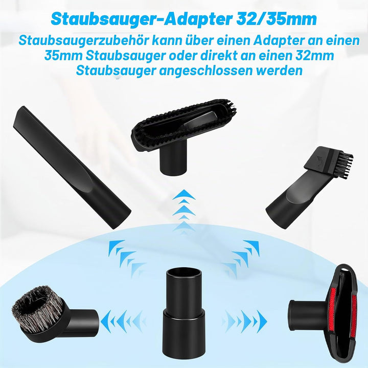 7Pcs Staubsauger Aufsatz Set Inkl Fugen Düsen &amp; Bürste, Universal 32-35 mm Staubsaugerdüse Zubehör K