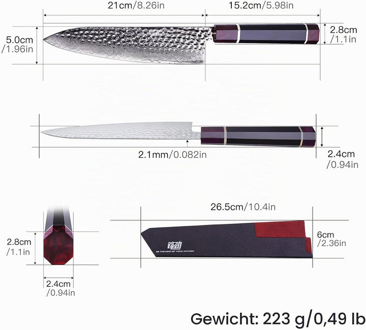 FINDKING Eternity Series Japanisches Kochmesser mit ABS Scheide, Professionelles Küchenmesser, 9Cr18