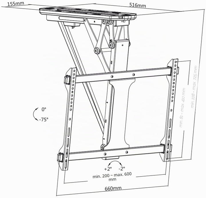 mywall HL 41ML TV-Deckenhalterung Deckenhalter Motorisiert Höhenverstellbar Schwenkbar Drehbar Schwa