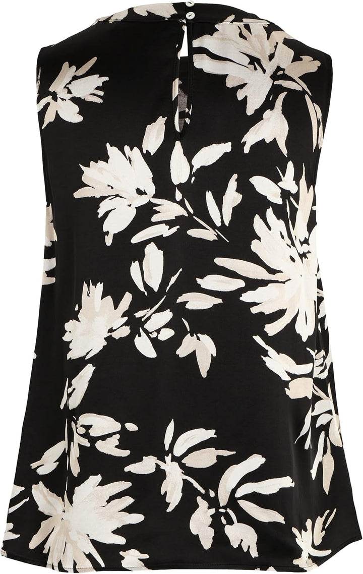 Tamaris Damen AVEIRO AOP Gewebtes Rundhalsausschnitt Top, Black Flower Aop