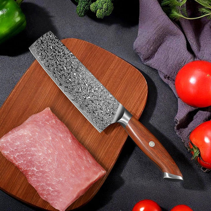 Freelander Nakiri Messer VG10 Küchenmesser, Scharfes Japanisches Damastmuster Kochmesser Profi Gemüs