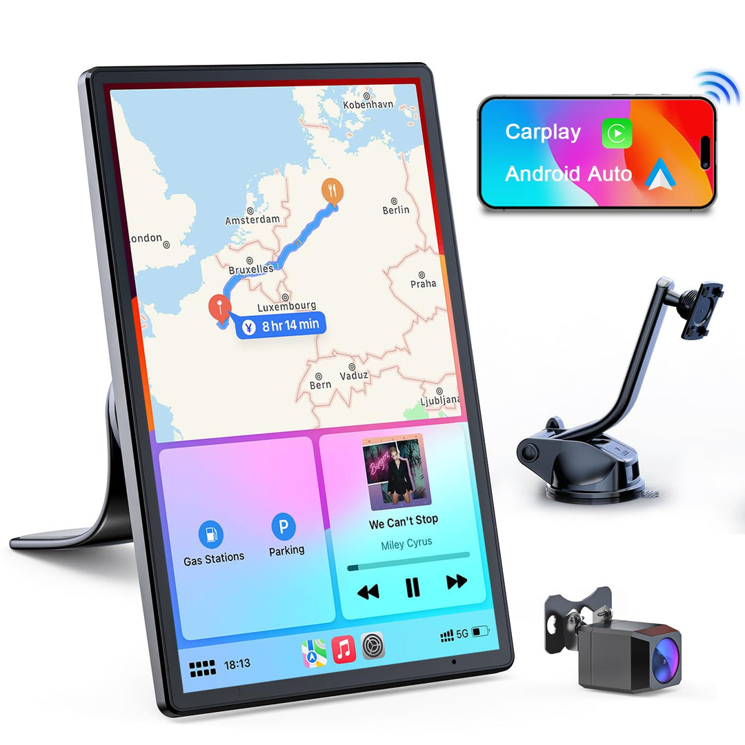 Avylet 8'' Tragbares Carplay Display für Apple CarPlay & Android Auto, 1440x900 Touch Bildschirm, Ma