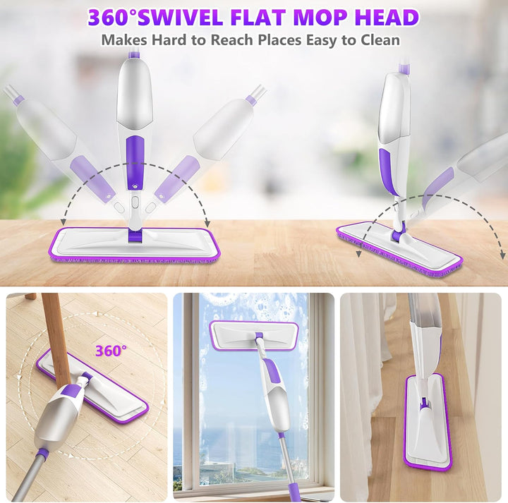 Wischer mit Sprühfunktion Sprühwischer - SEVENMAX Wischmopp Bodenwischer mit Sprühfunktion und 3 Mik