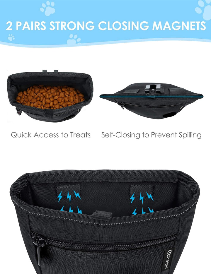 Gobeigo Hunde Leckerlibeutel und Training-Clicker, Zwei magnetische Verschlüsse gegen Verschütten, 2