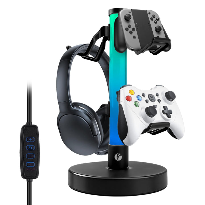 VCOM Kopfhörer Ständer mit 17 RGB- Lichtmodi, Gaming Zubehör Controller Halter mit Fernbedienung, Un
