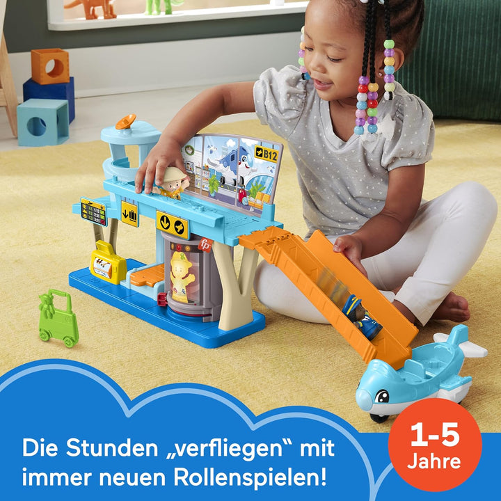 FISHER-PRICE Little People Alltagsabenteuer auf dem Flughafen - Spielset mit Flugzeug, Figuren und Z