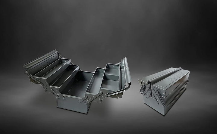 Werkzeugkasten leer | 4 aufziehbare Fächer | HxBxT 45 x 22 x 22 cm | mit Doppelgriff | langlebig & s