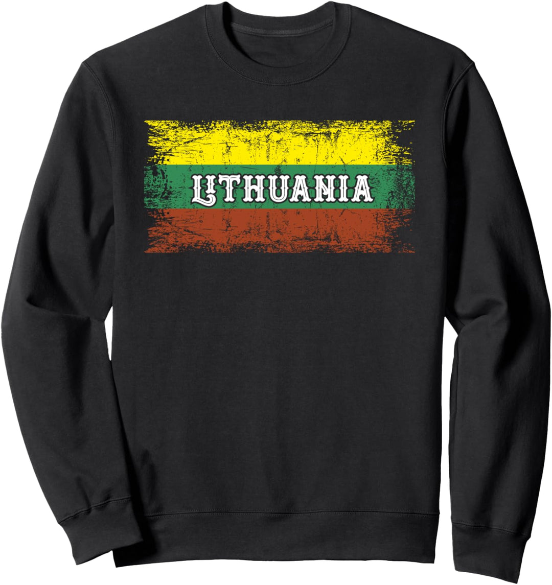 Lithuanian Flag National Colors Distressed Style Patriotic Sweatshirt