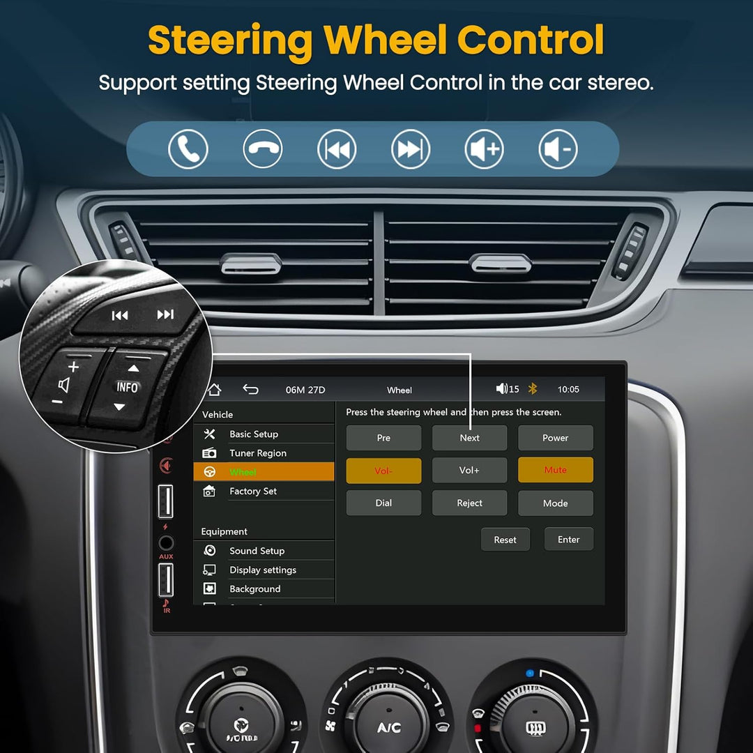 Hikity 1 Din Autoradio mit Bildschirm, 7 Zoll Wireless CarPlay Android Auto Radio Bluetooth Car Play