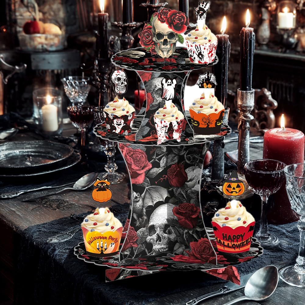 Halloween-Party-Papierkuchenständer, Tischkuchenständer im Gothic-Stil, Dessertständer, Party-Horror