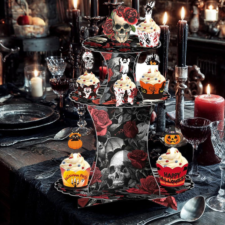 Halloween-Party-Papierkuchenständer, Tischkuchenständer im Gothic-Stil, Dessertständer, Party-Horror