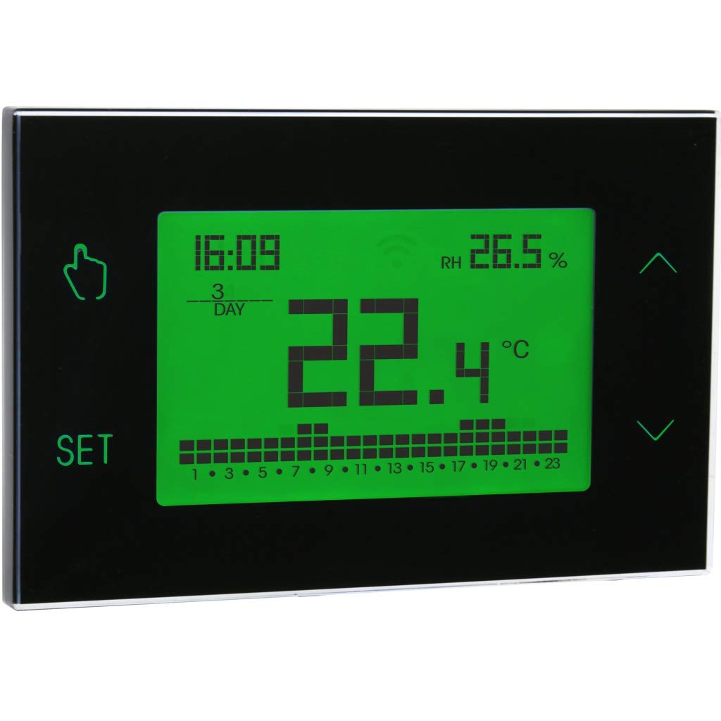 VEMER VE771700 TUO - Digital Heizungsthermostat, Raumthermostat mit Touchscreen-LCD-Anzeige, Stromve