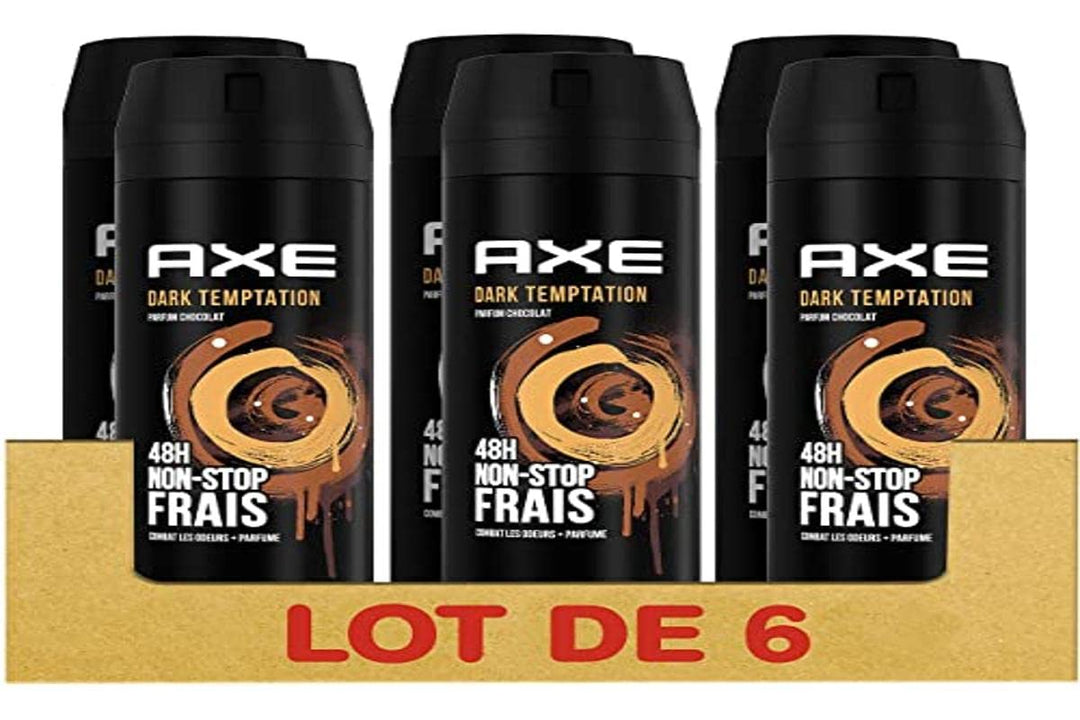AXE Deodorant für Herren, Spray, Dark Temptation, 48 Stunden, Non-Stop, frisch, Schokoladenduft, 6 x