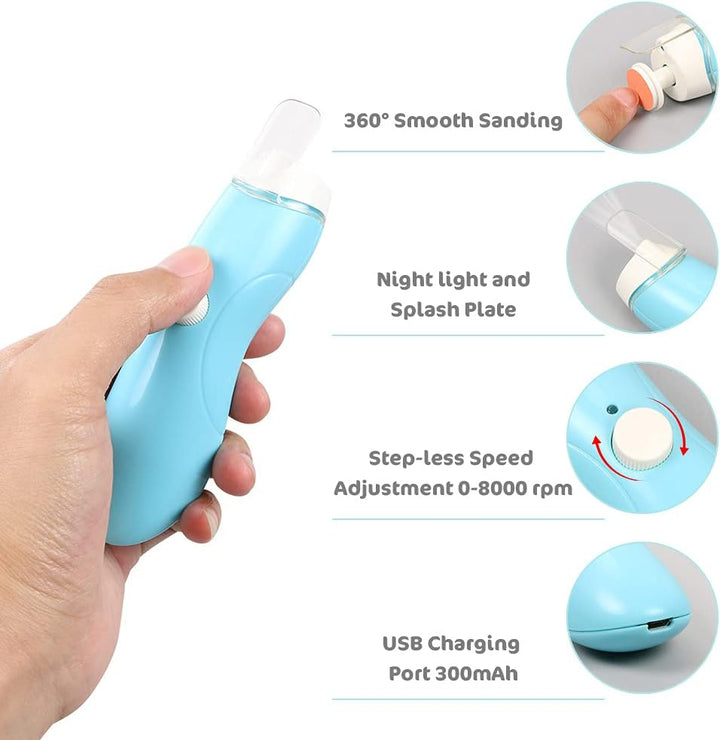 Vicloon Elektrische Baby Nagelfeile,12 in 1 Nagelpflege Nageltrimmer mit Ersatz-Aufsätzen und USB-La