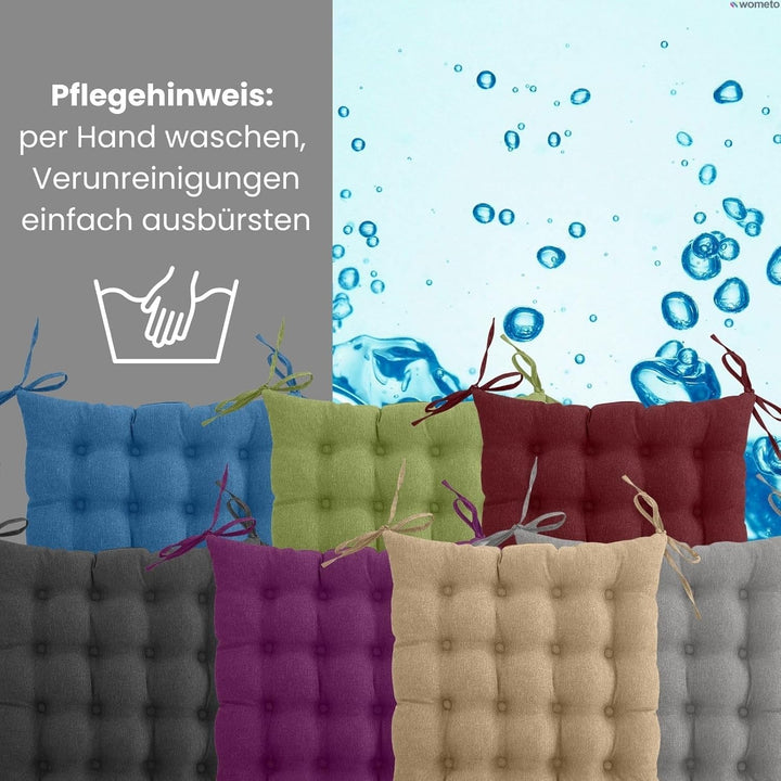 wometo 4er Set Sitzkissen Stuhl40x40 - grün grasgrün Sitzauflage Auflage Polster Stuhlkissen Sitzpol