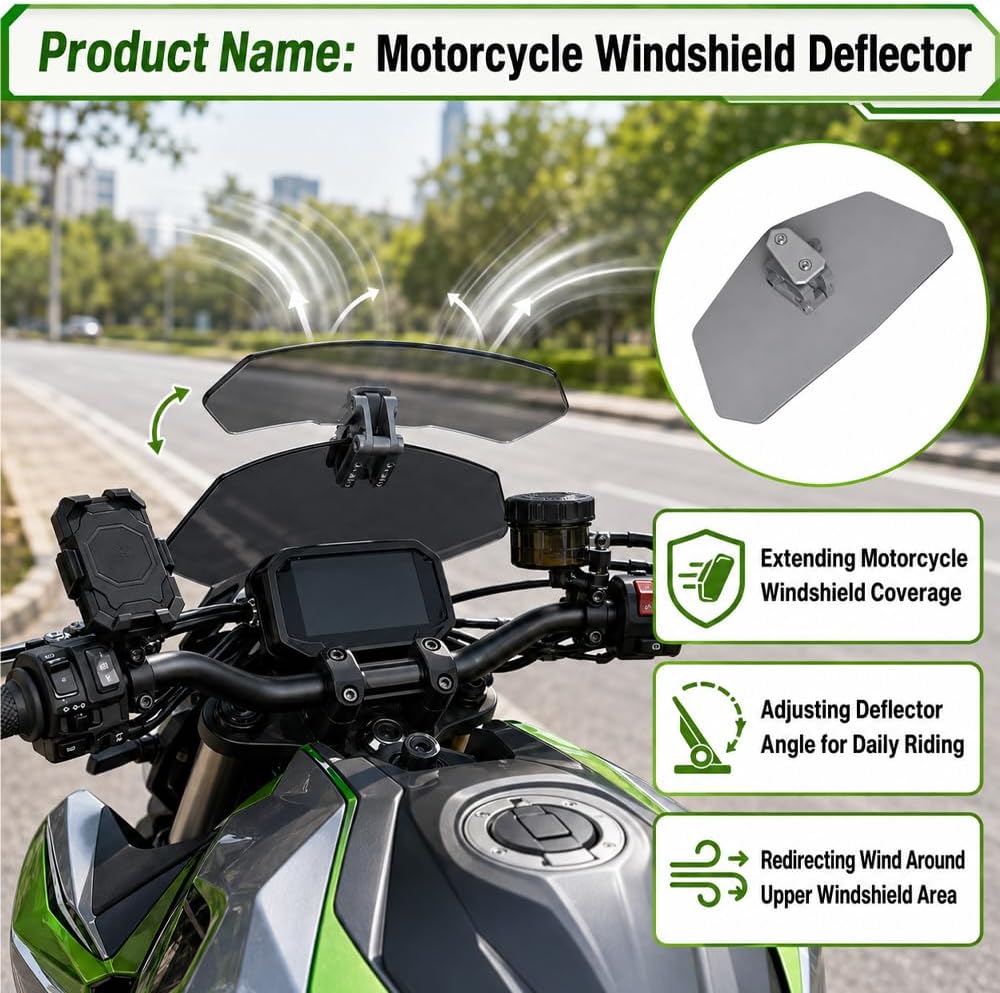 Riloer Verstellbarer Clip am Universal Motorcycle Windshield Vent Deflector (klar transparent) Trans