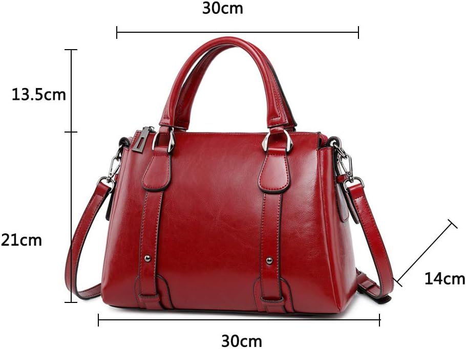 Coolives Damen Tasche aus Leder Handtasche Henkeltasche Umhängetasche Schultertasche Weinrot EINWEG,