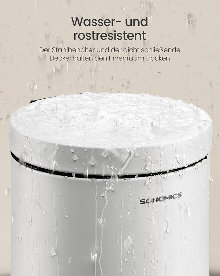 SONGMICS Kosmetikeimer, 6 Liter, Mülleimer Bad, mit Softclose-Deckel, Tretmülleimer, Stahl, für klei