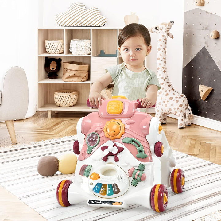 LIFEZEAL 3 in 1 Lauflernwagen, Baby Lauflernhilfe mit Spielbrett, Baby Walker mit Musik- & Spielfunk