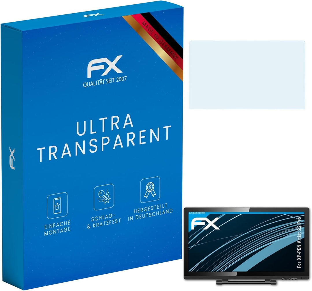 atFoliX Schutzfolie kompatibel mit XP-PEN Artist 22 Pro Folie, ultraklare FX Displayschutzfolie (2X)