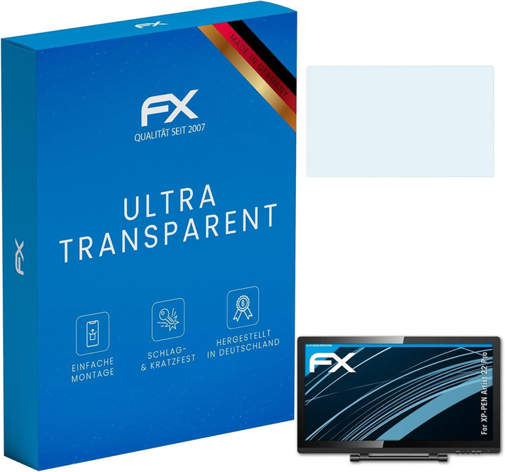 atFoliX Schutzfolie kompatibel mit XP-PEN Artist 22 Pro Folie, ultraklare FX Displayschutzfolie (2X)