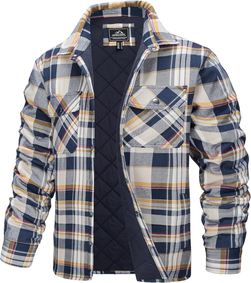 TACVASEN Herren Karierte Hemdjacke Flanellhemd Holzfällerhemd Thermohemd Jacke S Gelb, S Gelb