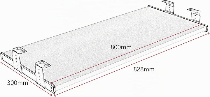 FIX&amp;EASY Tastaturauszug mit Tastaturablage 800X300mm schwarz matt Dekor, Auszugschienen schwarz 300m