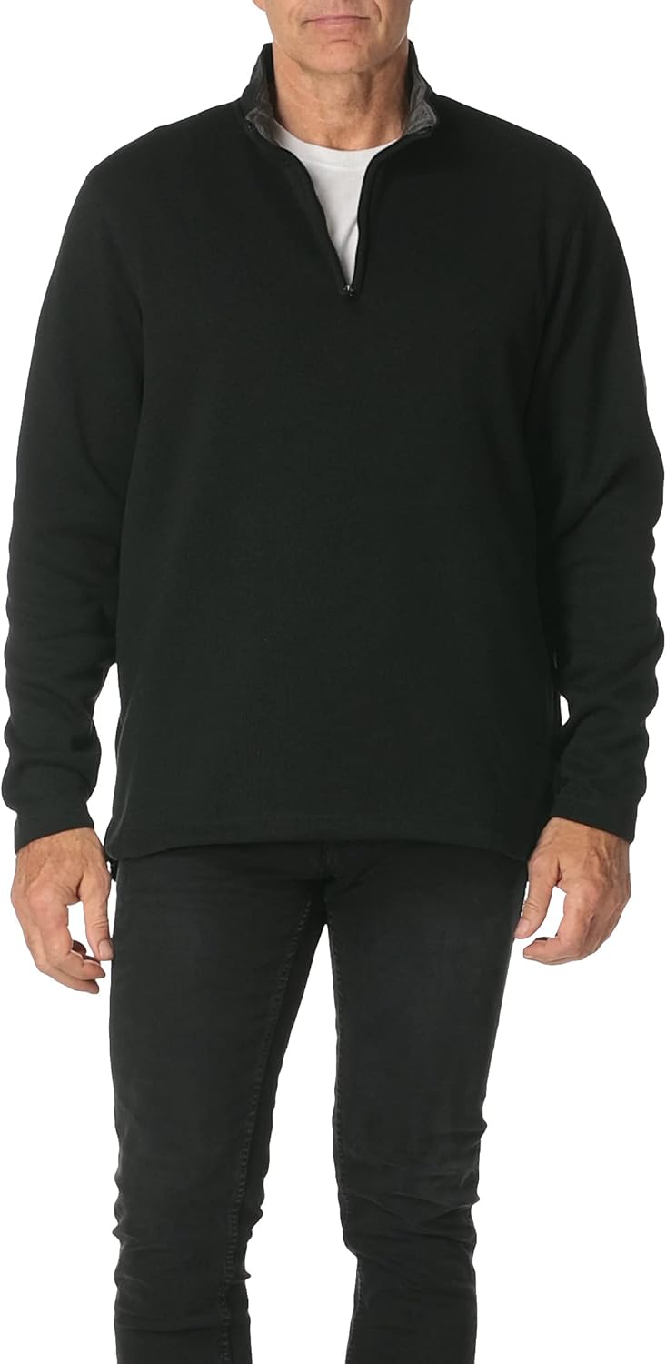 Wrangler Authentics Men’s Sweater Fleece Quarter-Zip S Caviar, S Caviar