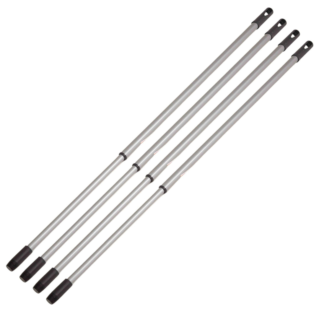 Novaliv 4 Stück Teleskop Besenstiel mit Gewinde 79-130 cm Silber Metallstiel für Besen deutsches Gew