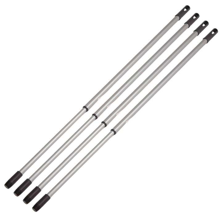 Novaliv 4 Stück Teleskop Besenstiel mit Gewinde 79-130 cm Silber Metallstiel für Besen deutsches Gew