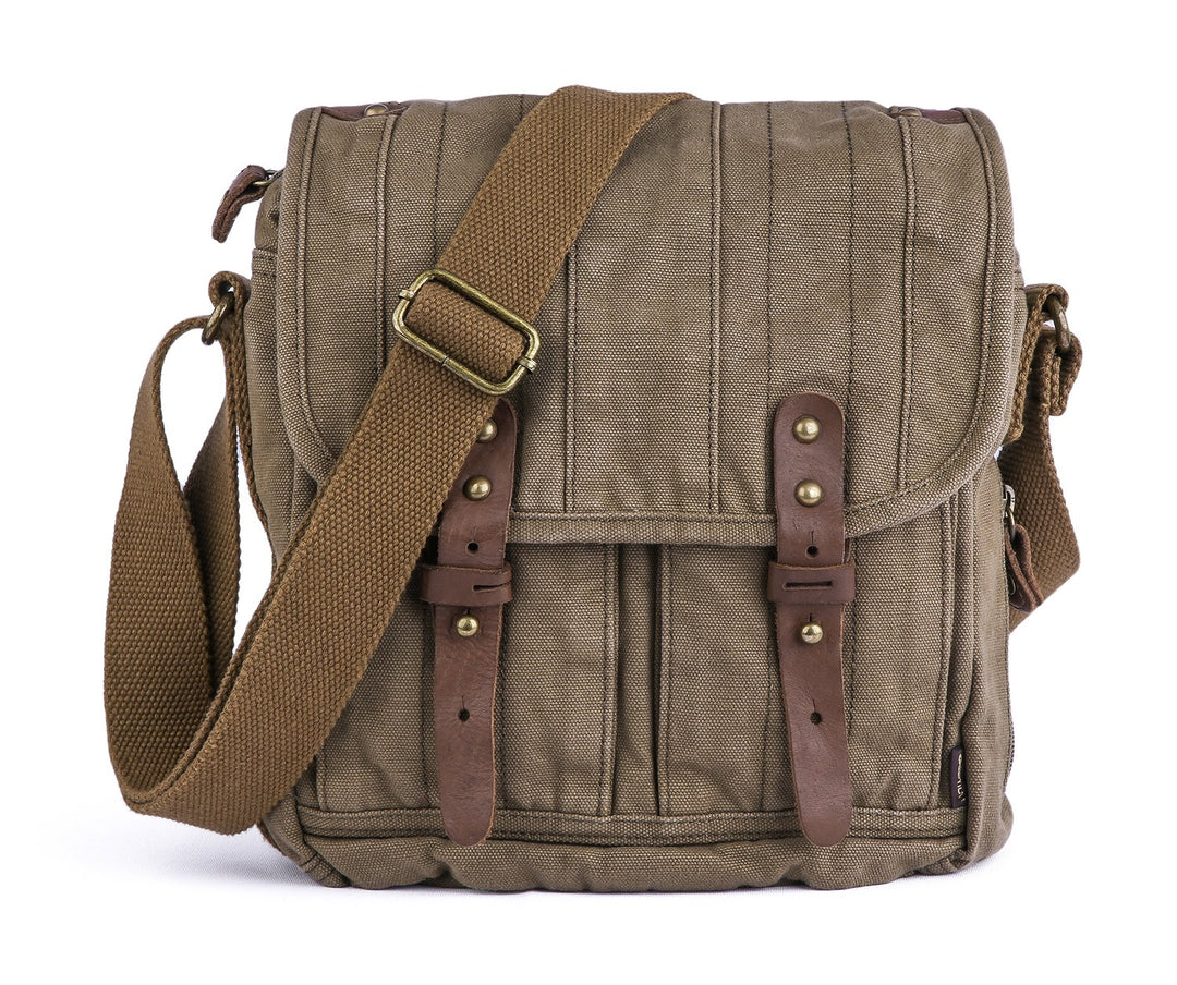 Gootium Vintage Canvas Classic Umhängetasche Messenger Bag/Schultertasche Herren, 25 cm, Armee Grün