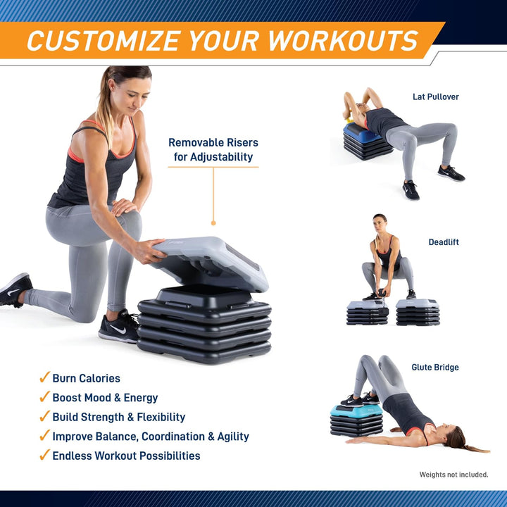 Circuit Fitness by Marcy Aerobic-Stufenbühne mit verstellbaren Erhöhungen, rutschfeste Gummi-Oberflä