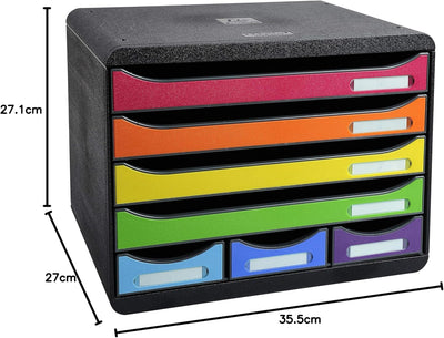 Exacompta 307798D Ablagebox Iderama Querformat mit 7 Schubladen für DIN A+ Dokumente. Belastbare Sch