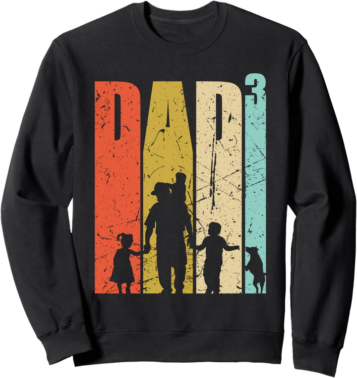 Dad hoch 3 Vater dreifacher Papa mit Hund Bullterrier Sweatshirt